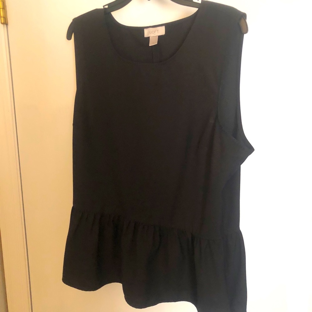 Loft black top with waist ruffle